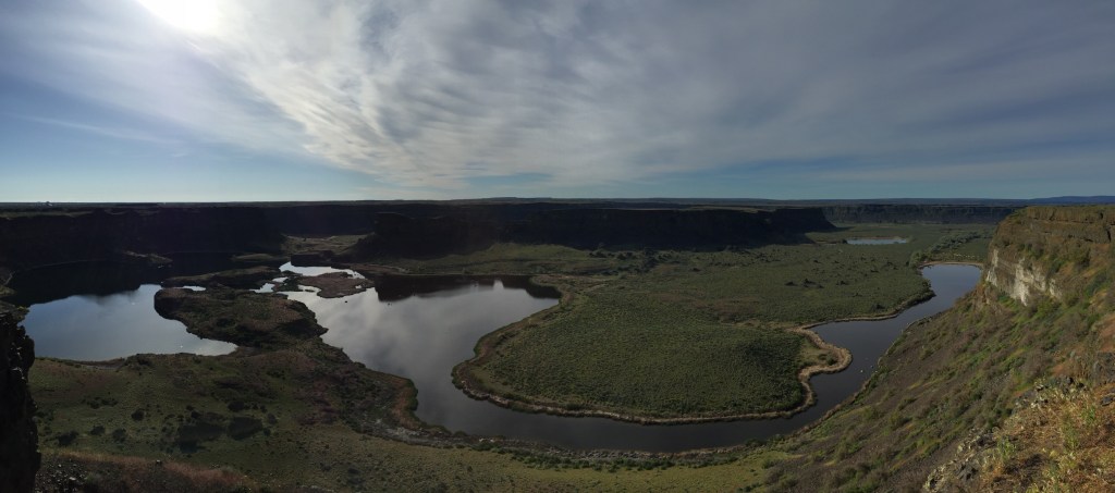 Eastern WA blew me away. This is Grand Coulee, one of many coulees formed as massive floods tore through the landscape intermittently at the end of the last ice age.
